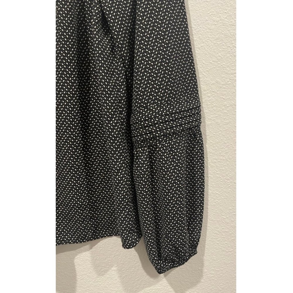LC LAUREN CONRAD Black And White Long Sleeve Blouse - Picture 3 of 4